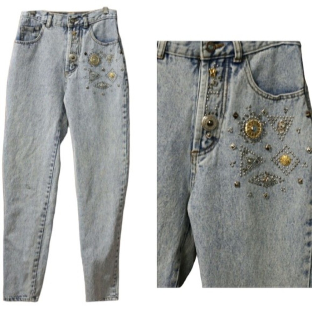 Forenza Vintage Blingy Metal Detail Western Bohemian Skinny Jean's 4